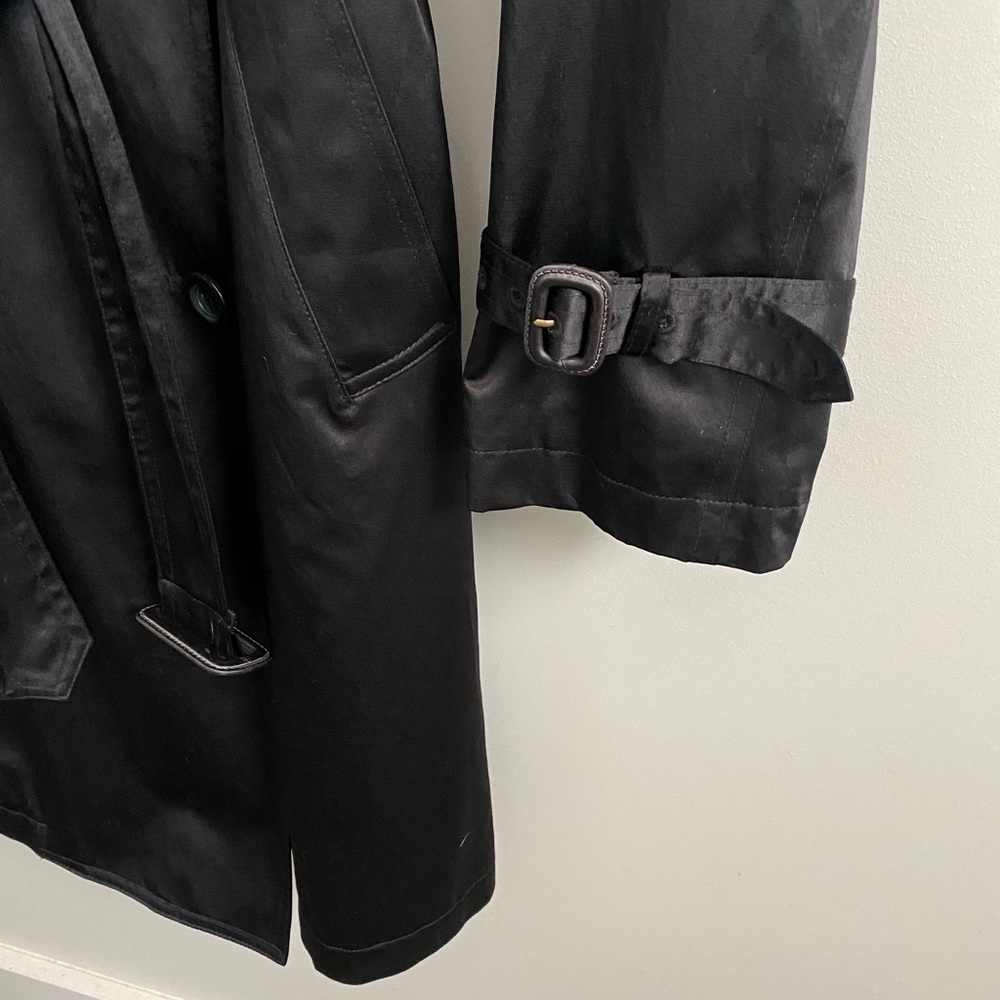 🎉🎉HP🎉🎉 Dana Buchman black all-season belted trench coat style size M - Picture 6 of 10